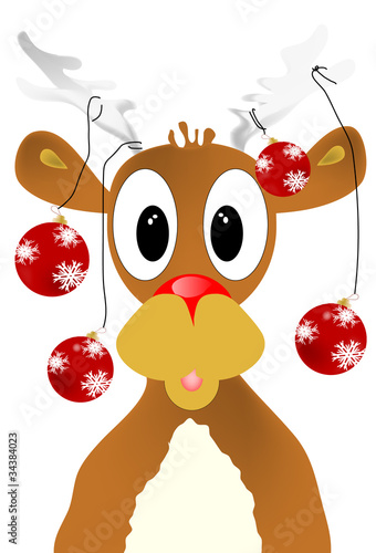 Reno Rodolfo con bolas de navidad