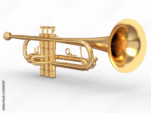 Golden trumpet. 3d