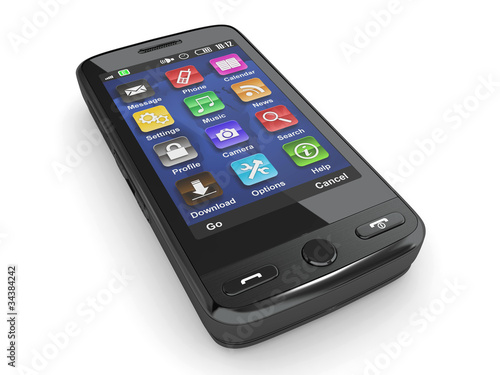 Black mobile phone. 3d