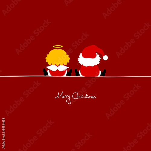 Sitting Santa & Angel Red