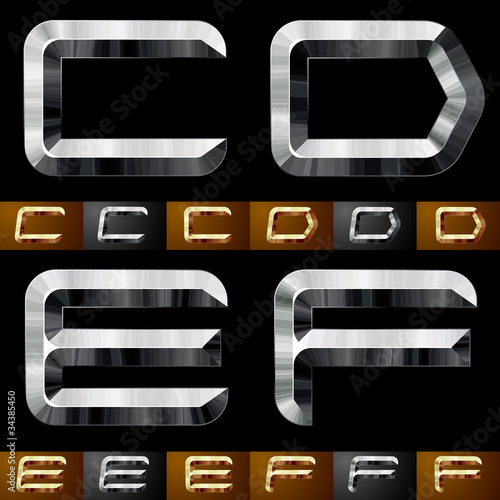 Illustration of trchno metal chopped letters