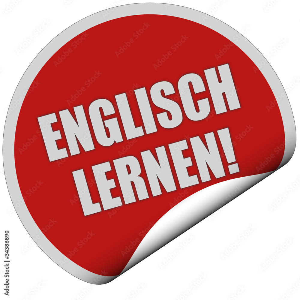 Sticker rot rund curl unten ENGLISCH LERNEN! StockIllustration Adobe