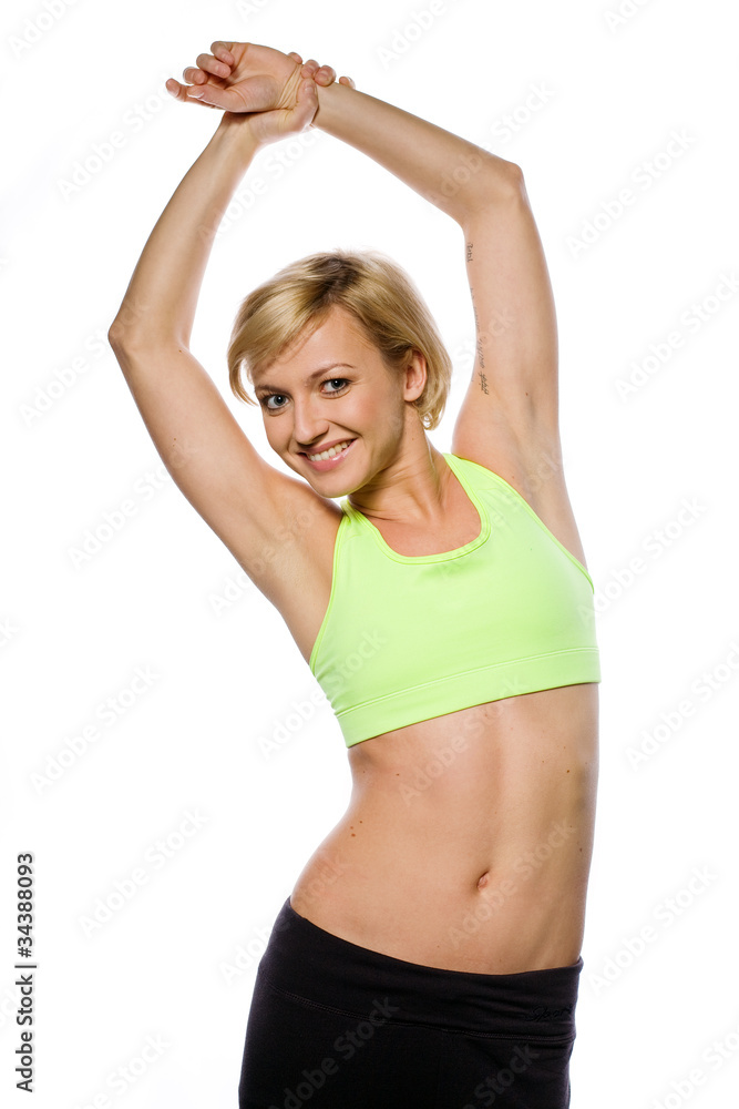 Happy fit woman isolated on white Happy fit woman isolated on white