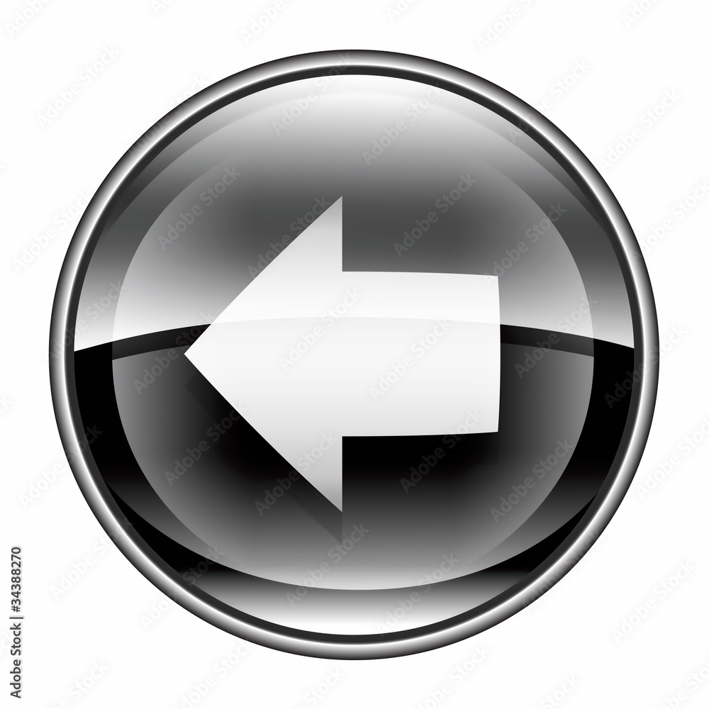 Arrow left icon black, isolated on white background. Arrow left icon black, isolated on white background.
