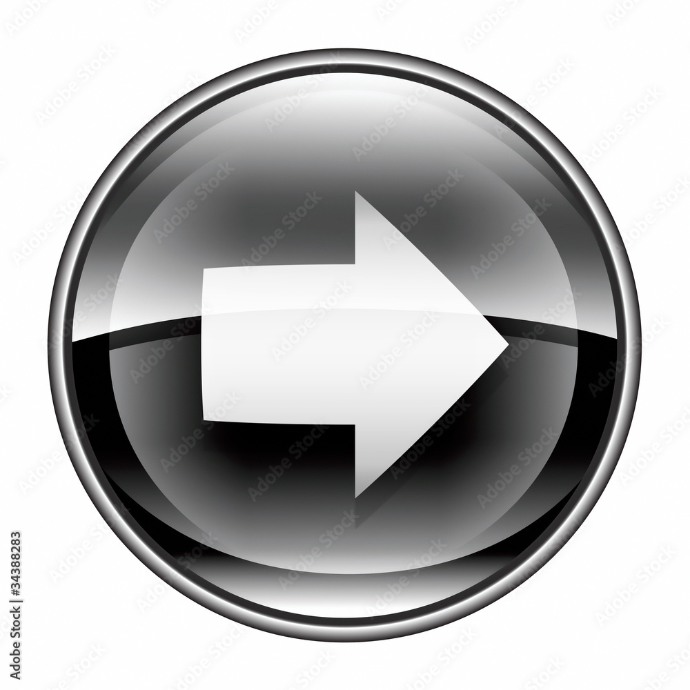 Arrow right icon black, isolated on white background. Arrow right icon black, isolated on white background.