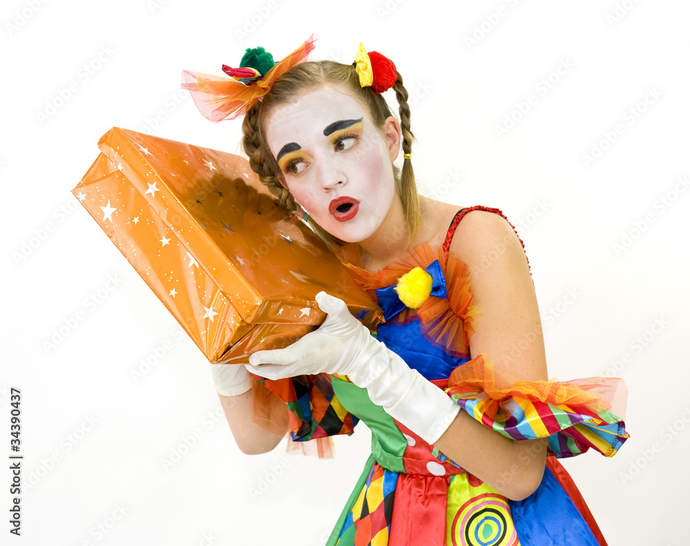 Clown - déguisement - cadeau surprise Photos | Adobe Stock