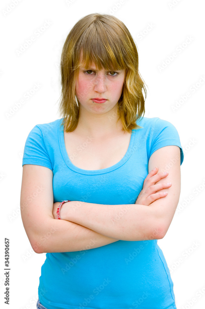 Kind 8 Jahre Ständig Schlechte Laune Schlechte Laune Stock-Foto | Adobe Stock