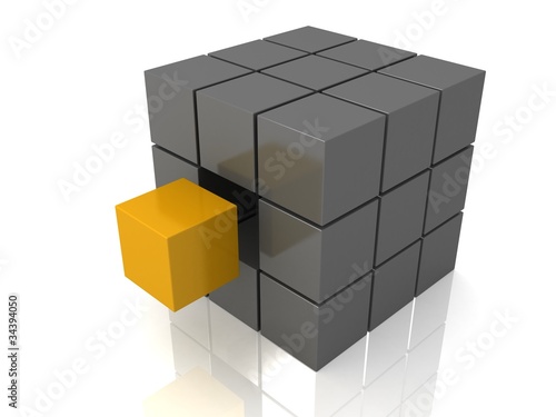 One individuality orange cube