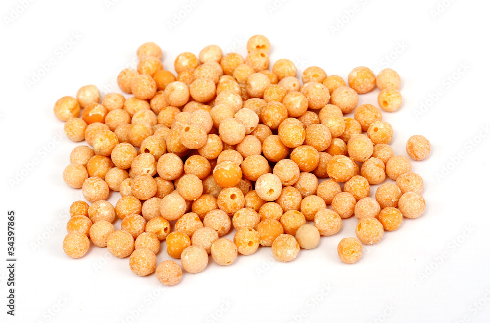 A small handful of chick-pea. Beans isolated on a white backgrou A small handful of chick-pea. Beans isolated on a white backgrou