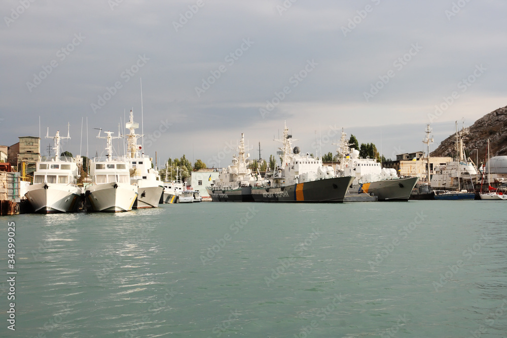 Russian coast guard ships in the port of Sevastopol
