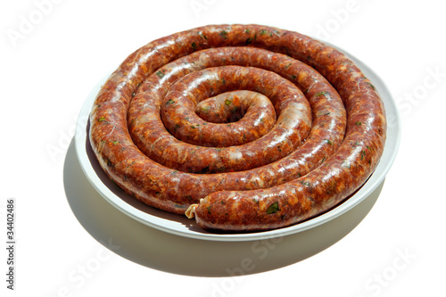 Links of home made spicy Italian sausage with fresh herbs