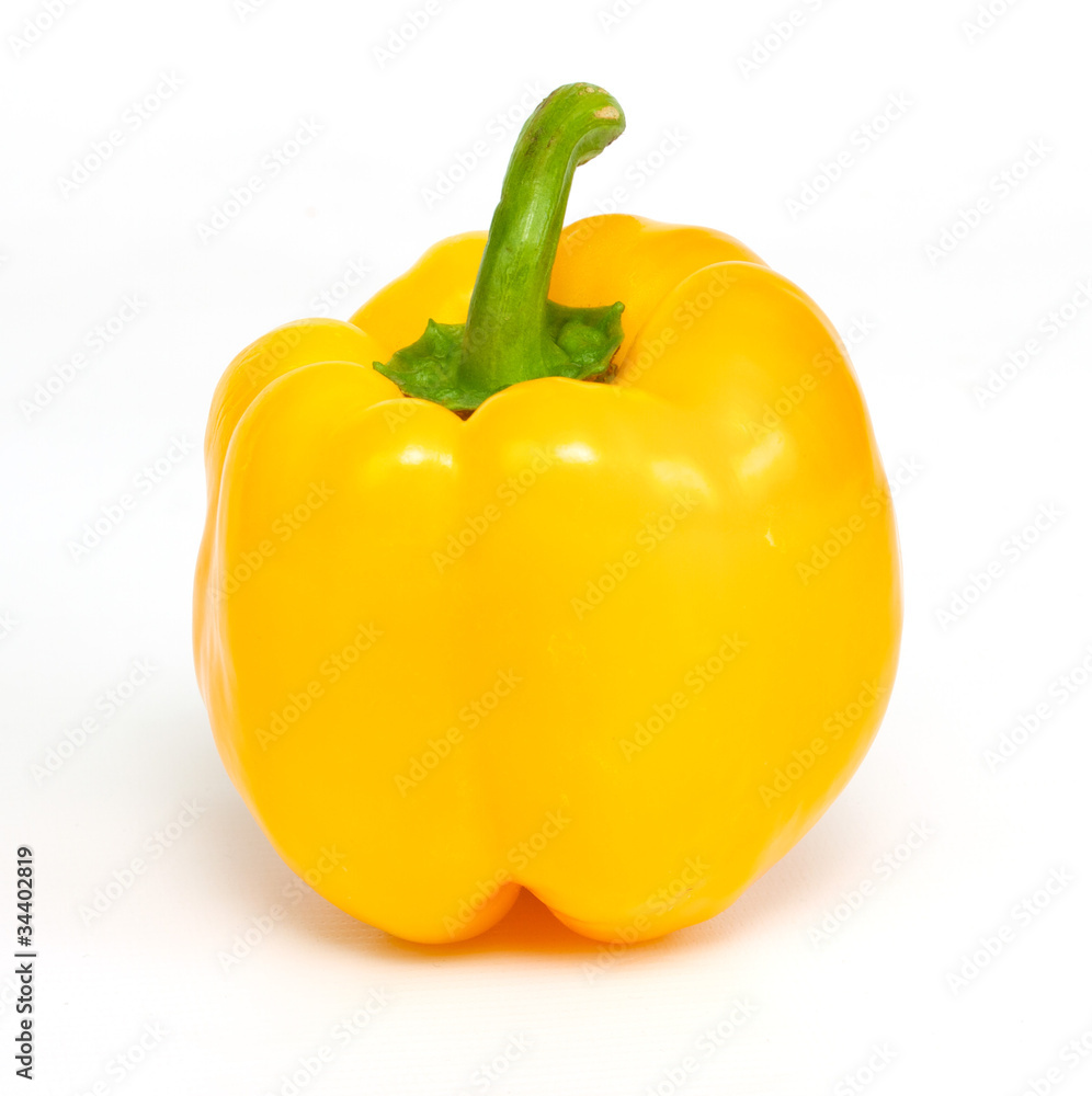 yellow pepper paprika on white background isolated