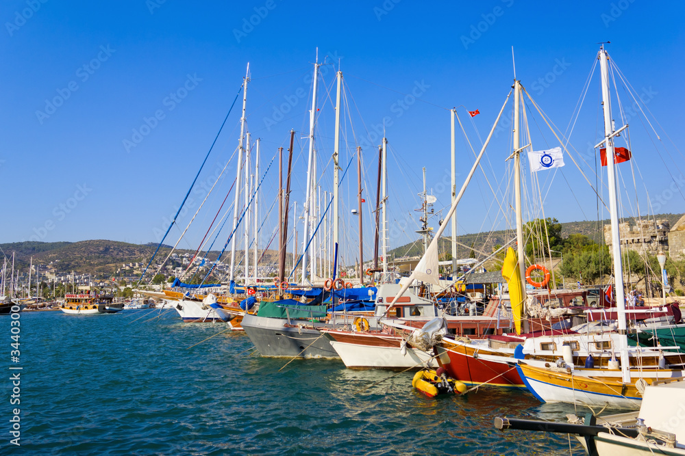 Moored yachts, Bodrum, Turkey