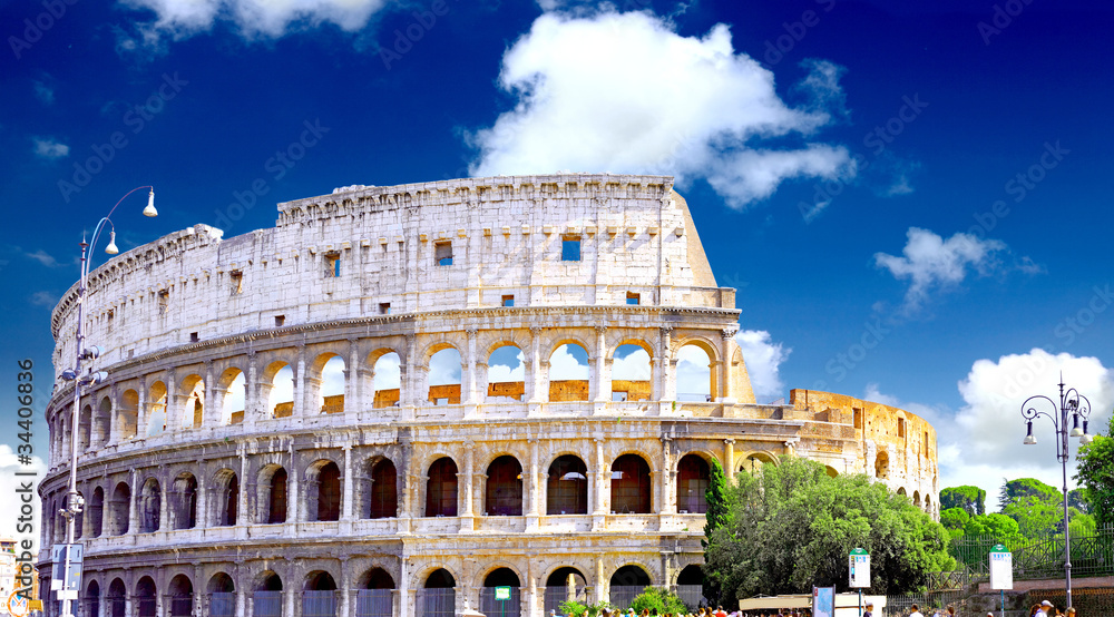The Colosseum, the world famous landmark in Rome.