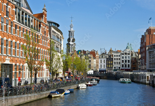 Channels in Amsterdam. Typical Amsterdam architecture