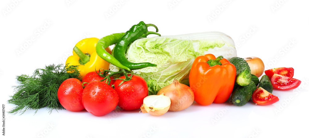 beautiful vegetables isolated on white