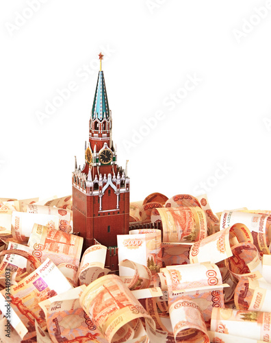 Model of the Moscow Kremlin in the background of five thousandth