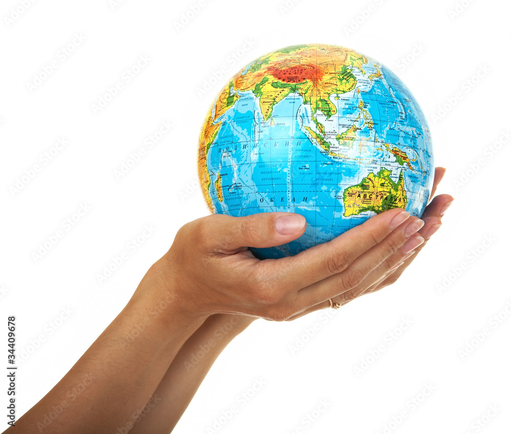 Globe in the women's hands Globe in the women's hands