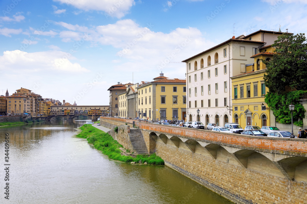 Arno river in Florence,Tuscany, Italy. Panorama