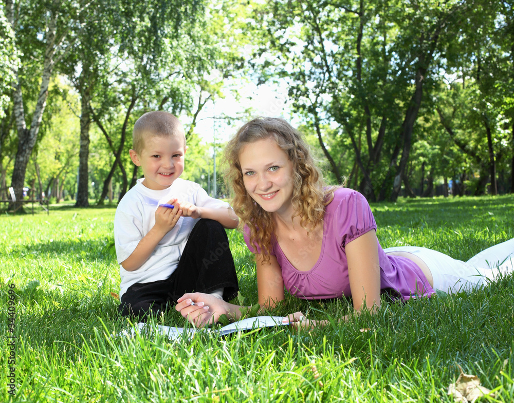 Mother with little son in the park Mother with little son in the park