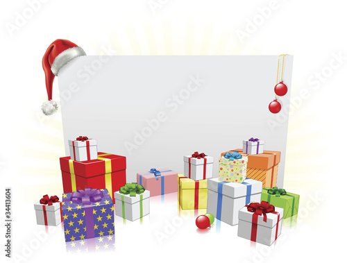 Christmas presents and sign concept