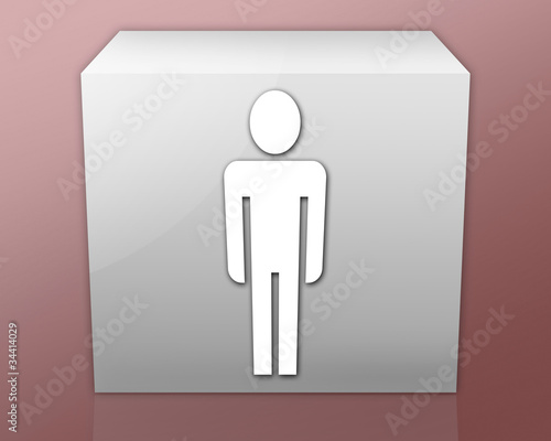 Box-shaped Icon (red b/g) "Men's Restroom"