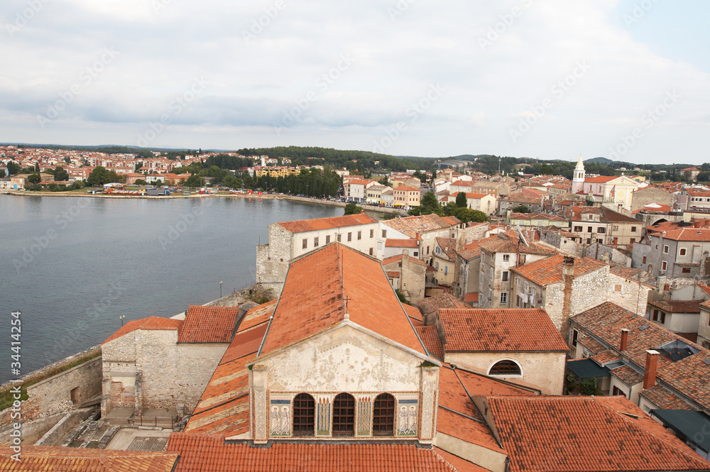Porec. View of the city from the belfry Eufrazijeva basilica