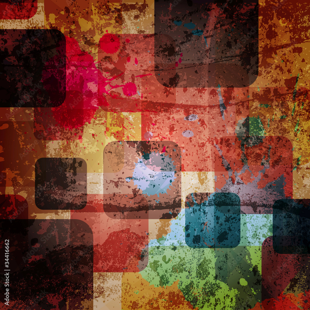 squares on the grunge wall, abstract  background