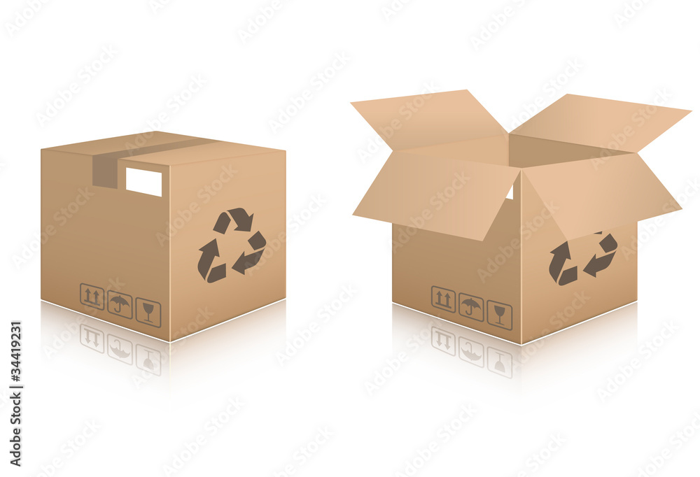 Fototapeta premium Two cardboard boxes