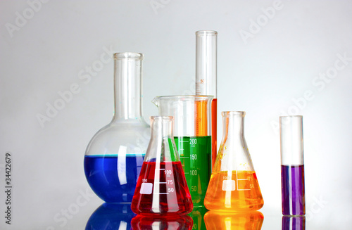 Wallpaper Mural test tubes in the laboratory on a gray background Torontodigital.ca
