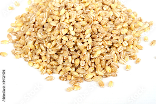 Pile of Pearl Barley isolated on white