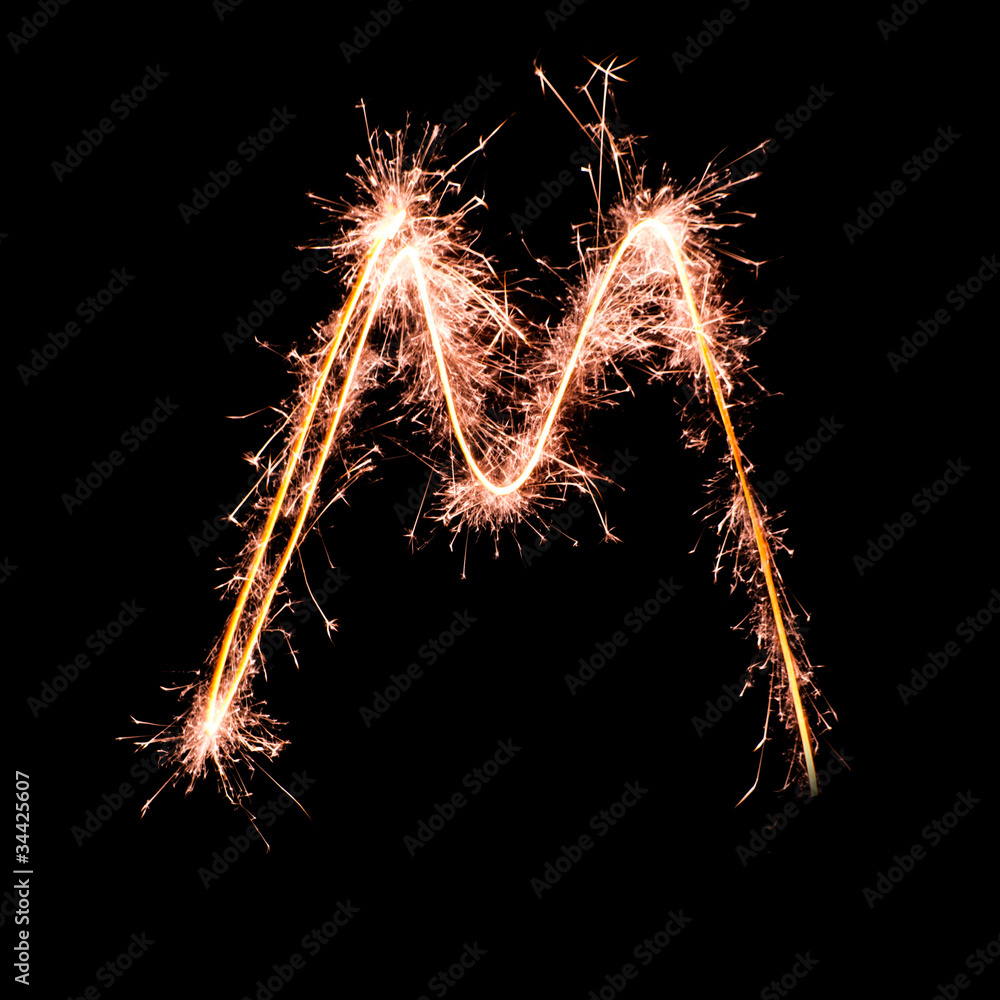Letter M. Real sparkler alphabet