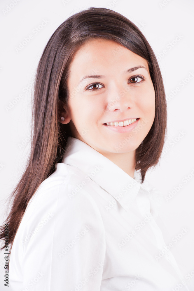 Portrait of happy smiling cheerful young business woman Portrait of happy smiling cheerful young business woman