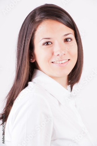 Portrait of happy smiling cheerful young business woman © lpstudio