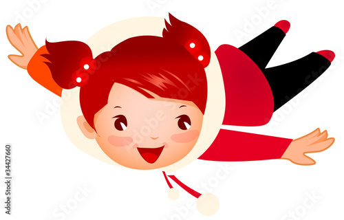 Side view of girl flying