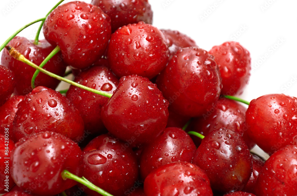 Berries ripe cherry on a white Berries ripe cherry on a white