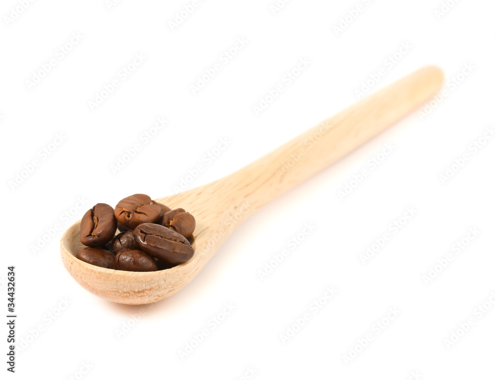 wooden spoon with coffee beans wooden spoon with coffee beans