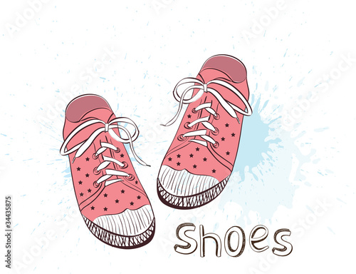 Pink childrens or young adult shoes. Gym shoes.