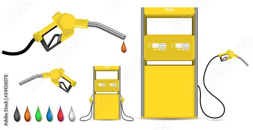 yellow gas nozzle pointing isolated on white background