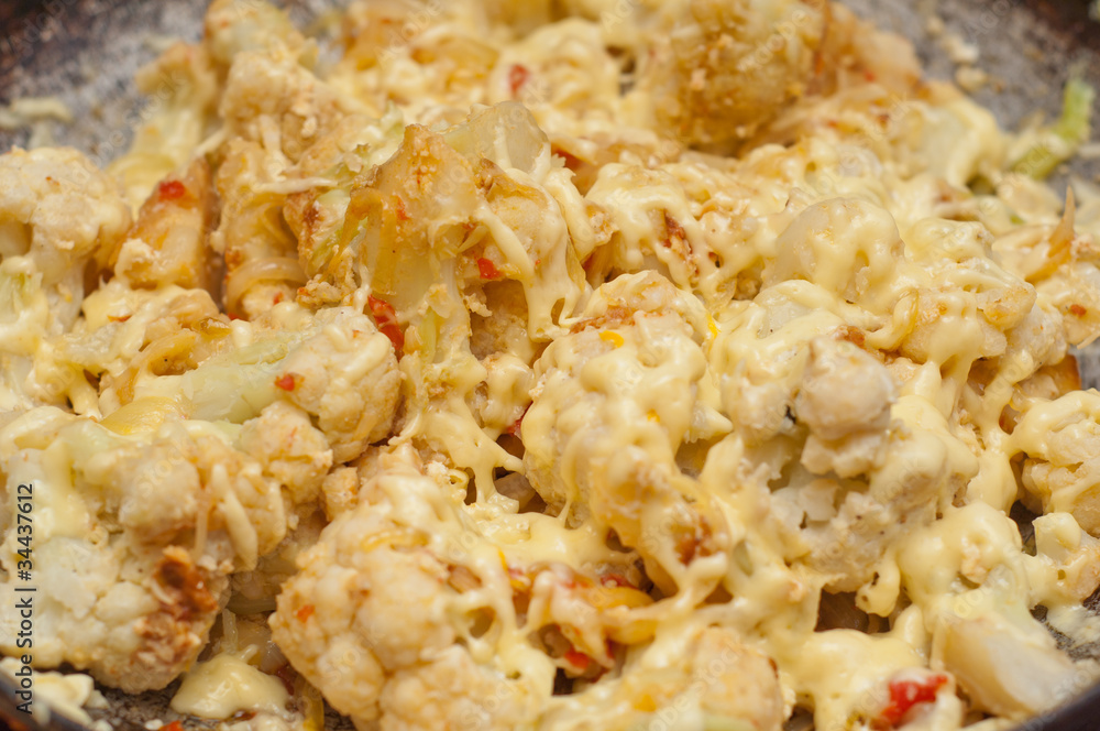 Roasted cauliflower in egg and breadcrumbs and cheese Roasted cauliflower in egg and breadcrumbs and cheese