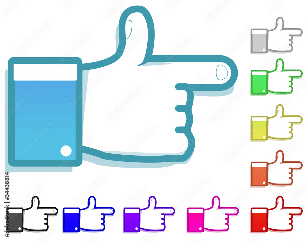 colorful hand sign set isolated on white background colorful hand sign set isolated on white background