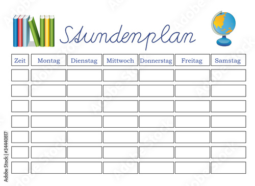 Stundenplan in weiß
