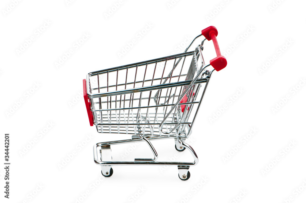 Shopping cart against the white background Shopping cart against the white background