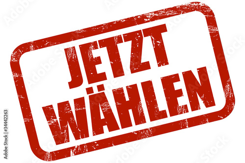 Grunge Stempel rot JETZT WÄHLEN