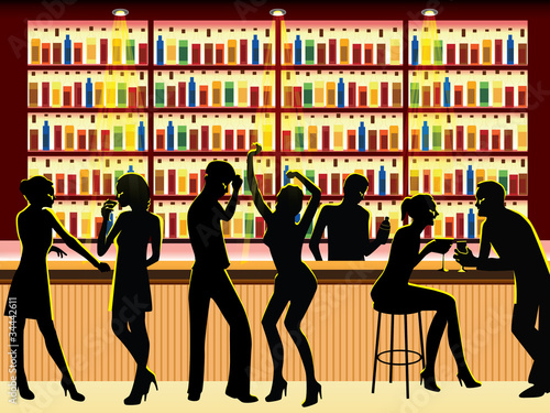 people in bar vector