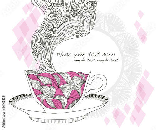 coffee and tea mug with pattern. Cup background.