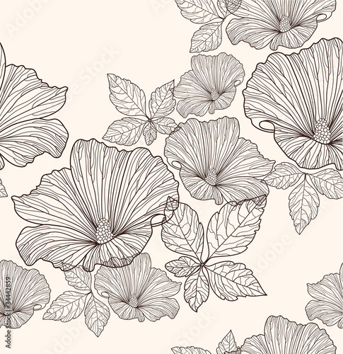 Seamless floral pattern. Background with flowers and leafs