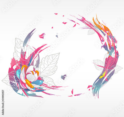 Modern floral background. Background with flowers and leafs