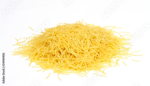 close up of a dried italian pasta on white background