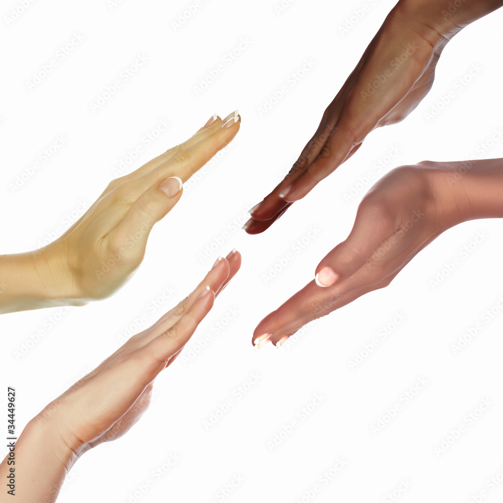 human hands as symbol of ethnical diversity